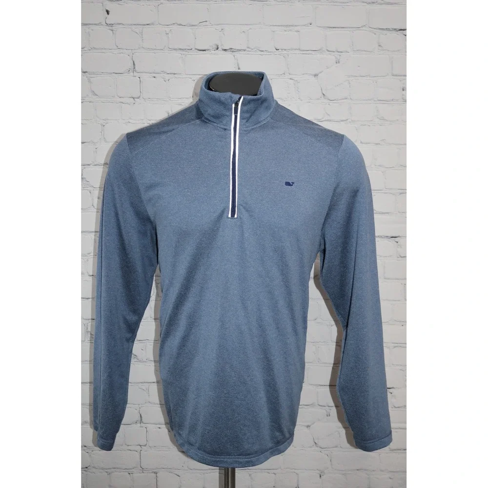 Vineyard Vines Performance 1/4 Zip Pullover Shirt Mens Large Blue Stretch Golf